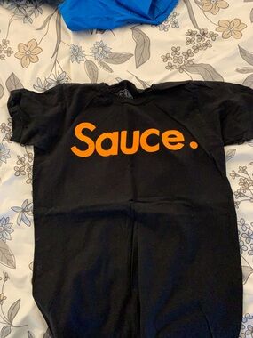 Sauce. Short Sleeve Graphic Tee - Black with Orange Print 2 shirts